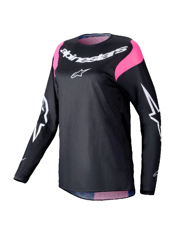 Mountain bike tube-ALPINESTARS 2025 WOMENS STELLA FLUID HAUL JERSEY - BLACK PINK FLUO