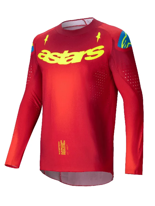 Cycling glasses strap-ALPINESTARS 2025 SUPERTECH MAKER JERSEY - BRIGHT RED YELLOW FLUO