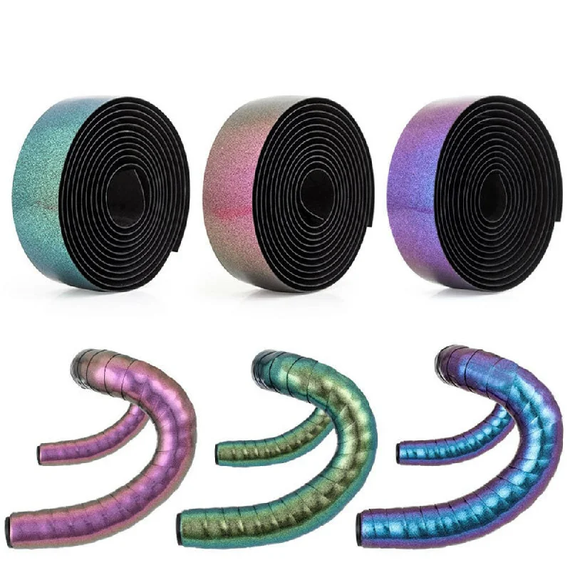 Bike tire clip-Road Bike Chameleon Color Bar Tape EVA/PU Bicycle Handlebar Tape Breathable Sweat Anti-Skid Shock Absorber Wrap Tape 2150mm