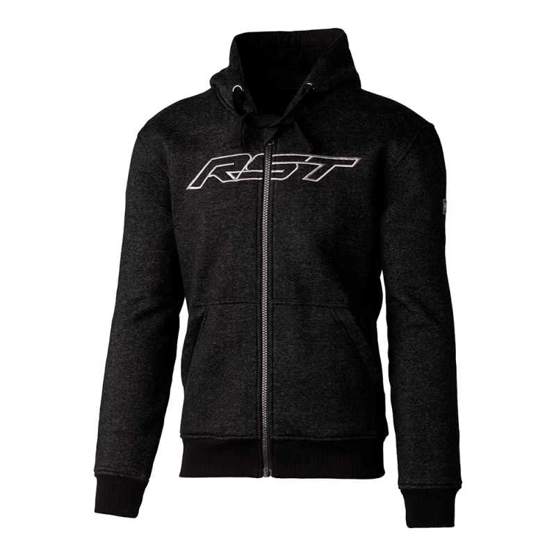 Bicycle tire clip-RST ZIP THROUGH LOGO CE KEVLAR HOODIE - BLACK