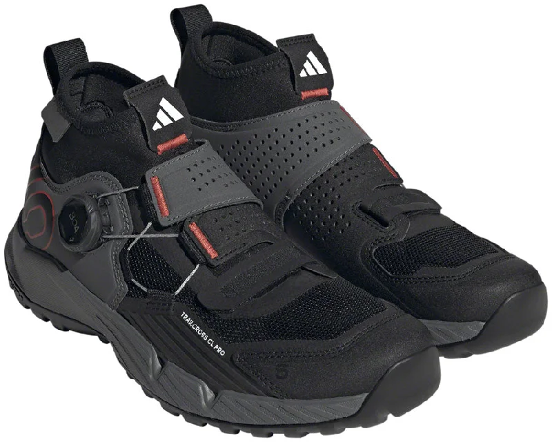 Bicycle mirror clip-Five Ten Trailcross Pro Mountain Clipless Shoes - Womens Gray Five/Core BLK/Red 7.5