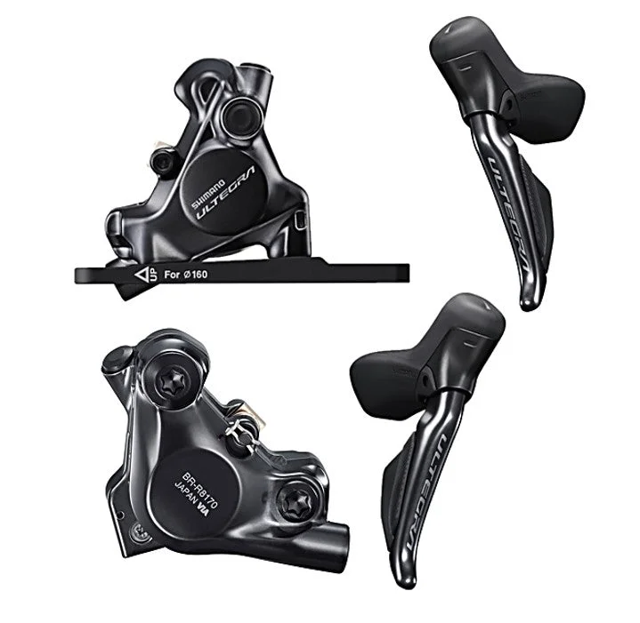 Cycling rain clip-Shimano Ultegra ST-R8170 Di2 Hydraulic Disc Brake Dual Control Levers Shifters with Brake Calipers BR-R8170 2x12 Speed