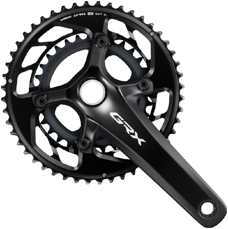 Bicycle gear strap-Shimano GRX FC-RX820-2 Crankset - 170mm 12-Speed 48/31t 110/80 BCD Hollowtech II BLK