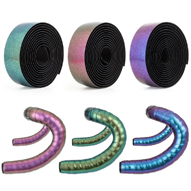 Bicycle fix pad-2pcs Chameleon Color Road Bike bar Tape EVA PU Bicycle Handlebar Tape Breathable Sweat Anti-Skid Shock Absorber Wrap Tape 2150mm