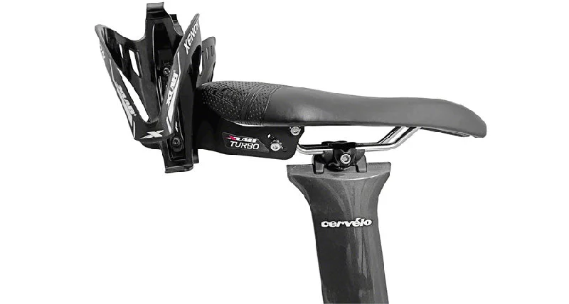 Bicycle grip clip-XLAB Turbo Wing w/Xenon Cages Saddle Mounted Dual Water Bottle Carrier System