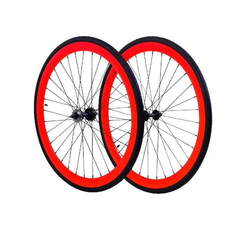 Cycling toe clip-Wheelset - Red 700c