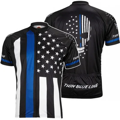 Cycling band pad-Wrldjry Thin Blue Line L Mens Thin Blue Line Jersey  Apparel