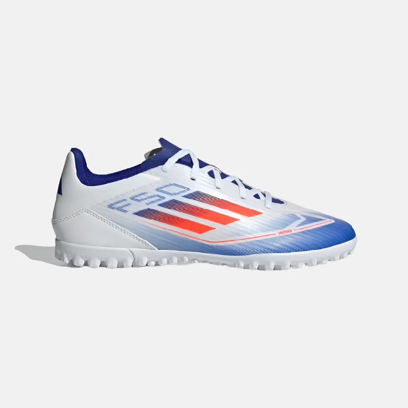 Bike chain clip-Adidas F50 Club Turf Unisex Football Shoes -Cloud White/Solar Red/Lucid Blue