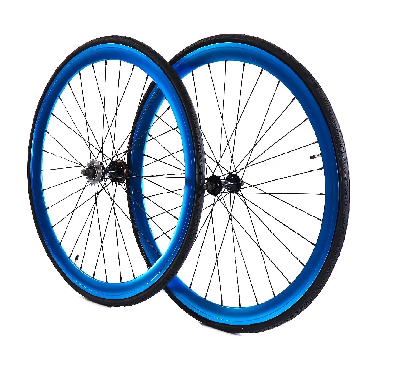 Bicycle fender strap-Wheelset - Blue Anodized 700c