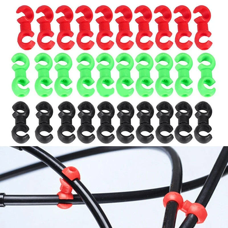 Mountain bike bag-10PCS S Shaped Clips Plastic Hook Clips Rotating Bike Brake Gear Cross Cable Tidy Clip Tool Bike Accessories