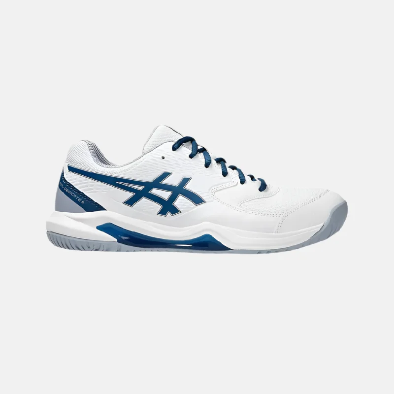 Cycling strap pedal-Asics GEL-DEDICATE 8 Men's Tennis Shoes -White/Mako Blue