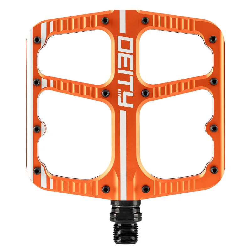 Bicycle lock pad-Deity Flat Trak Pedals Orange