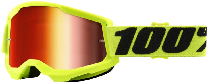 Bike wheel pad-100% Strata 2 Goggles - Flourescent Yellow/Red Mirror