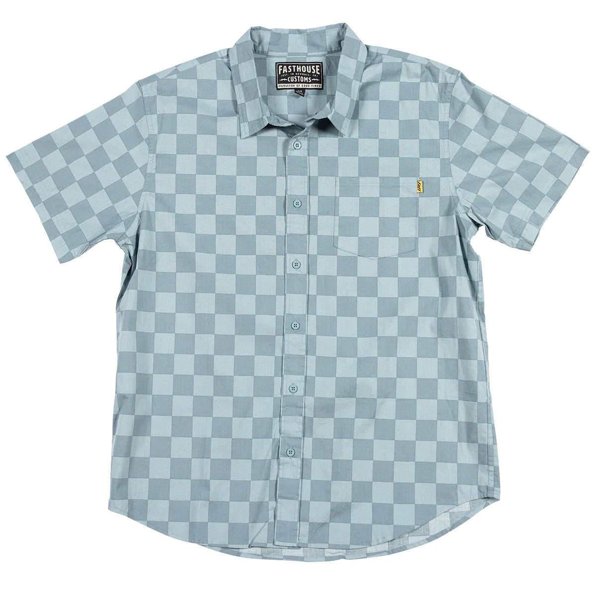 Road bike bag-Fasthouse Winston Short Sleeve Button Up Shirt - Blue