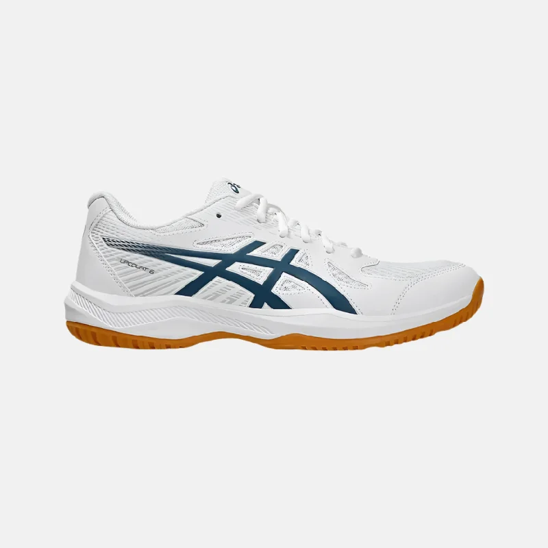 Mountain bike rim-Asics UPCOURT 6 Men's Badminton Shoes -White/Vintage Indigo