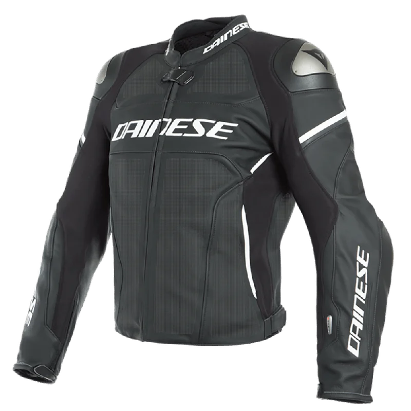 Mountain bike rim-DAINESE RACING 3 D-AIR® PERF. LEATHER JACKET - MATT BLACK/WHITE