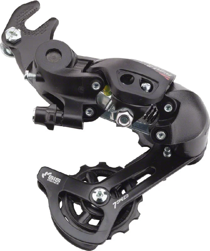 Bicycle rack strap-Shimano Tourney RD-A070 Rear Derailleur - 7 Speed Short Cage BLK Dropout Claw Hanger