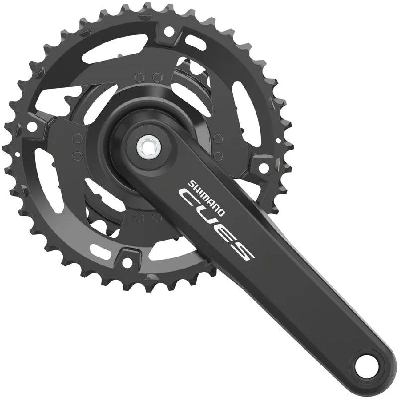 Bicycle tail pad-Shimano CUES FC-4010-2 Crankset - 175mm 9/10-Speed 46/30t Riveted Hollowtech II Spindle Interface BLK