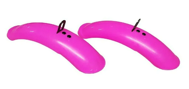 Cycling lamp clip-Pair Of Pink Shortie Childrens Mudguards Kids 12" 14" 16" Bike 60 x 240mm Easy Fit