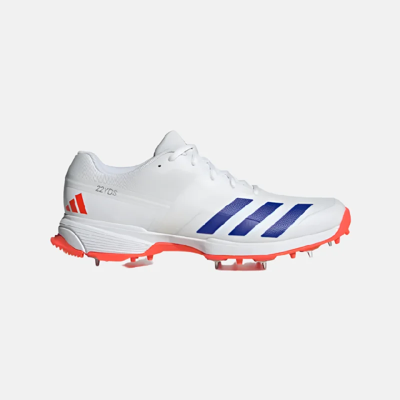 Cycling water clip-Adidas 22yds Men's Cricket Shoes -Cloud White/Lucid Blue/Solar Red